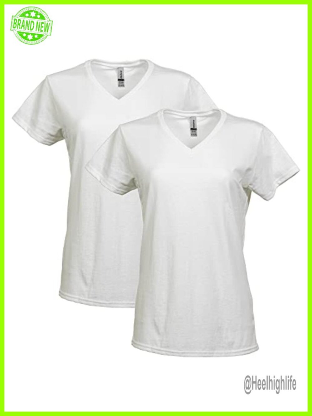 Gildan Women's Heavy Cotton V-Neck T-Shirt 2-Pack Semi-Fitted Short Sleeve